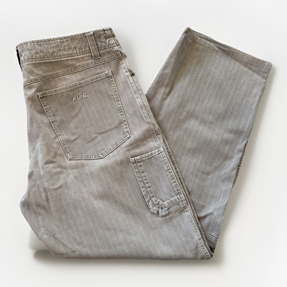 Kuhl Pants Mens 36 x 32 Khaki Striped Wide‎ Leg Crag Series Gorpcore Cotton